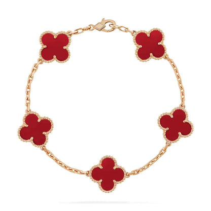 [Bloom]CLOVER 5 MOTIFS RED AGATE  BRACELET