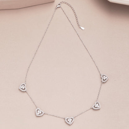 [Bloom]Sparkling Five Heart Necklace