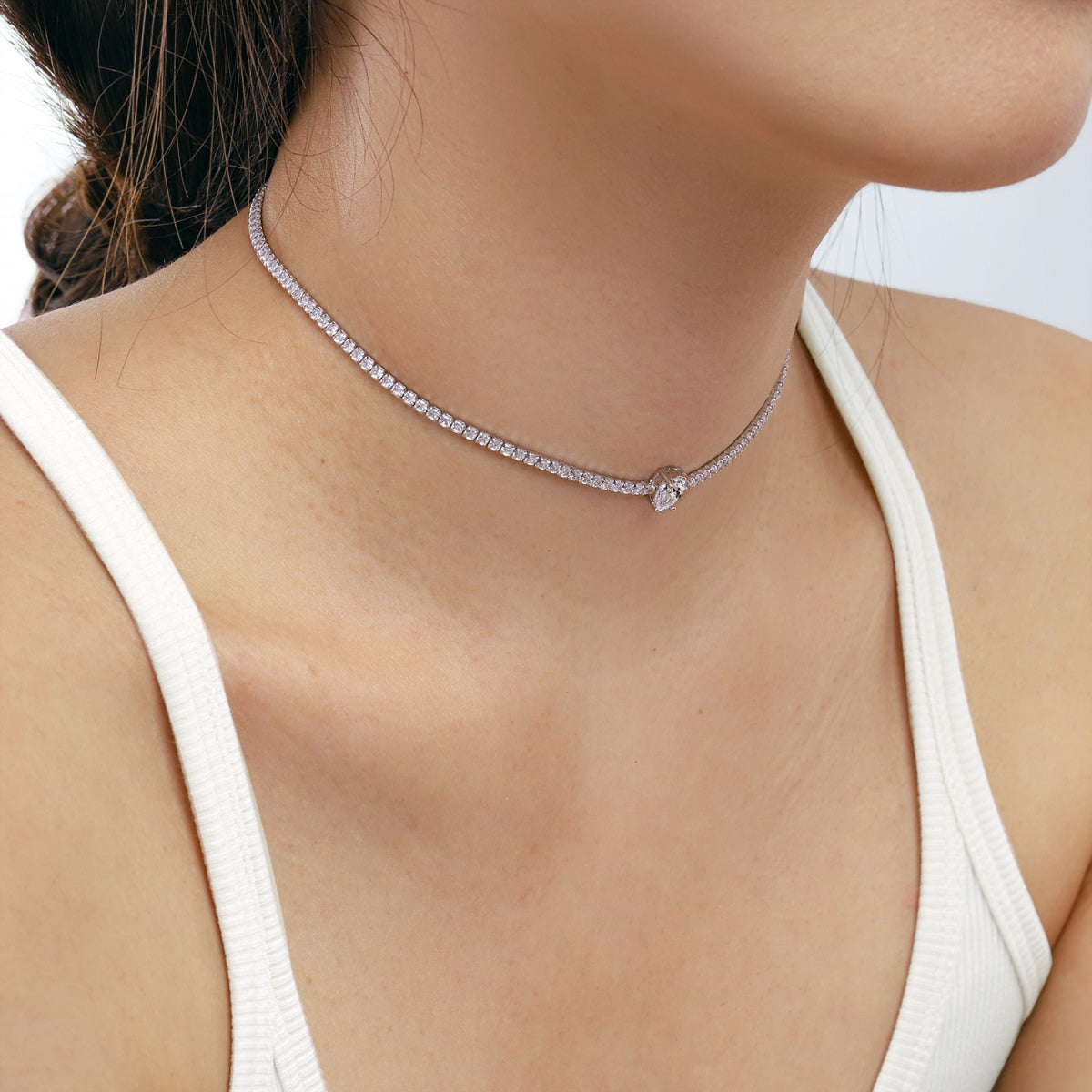 [Bloom]1.0 carat Unique Pear Cut Tennis Necklace