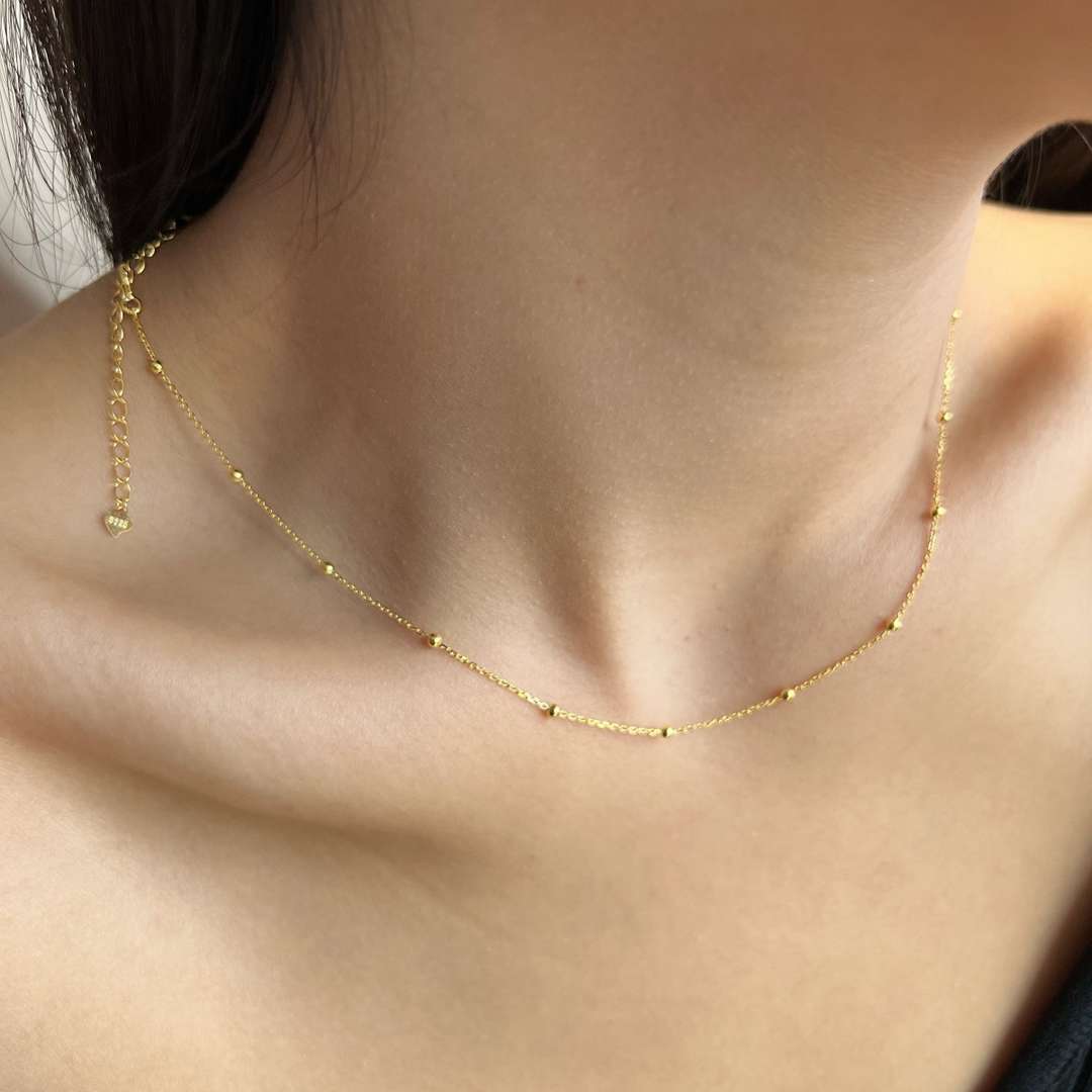 [Bloom]Small Bead Clavicle Chain Simple Necklace