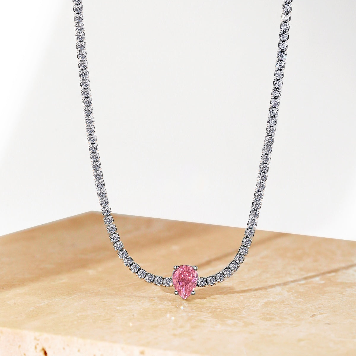 [Bloom]1.0 carat Unique Pear Cut Tennis Necklace