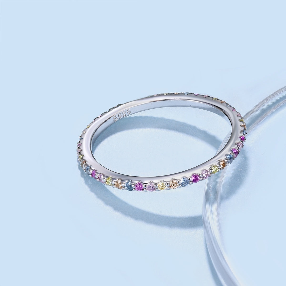 [Bloom]Ornate Colorful Round Cut Tennis Ring