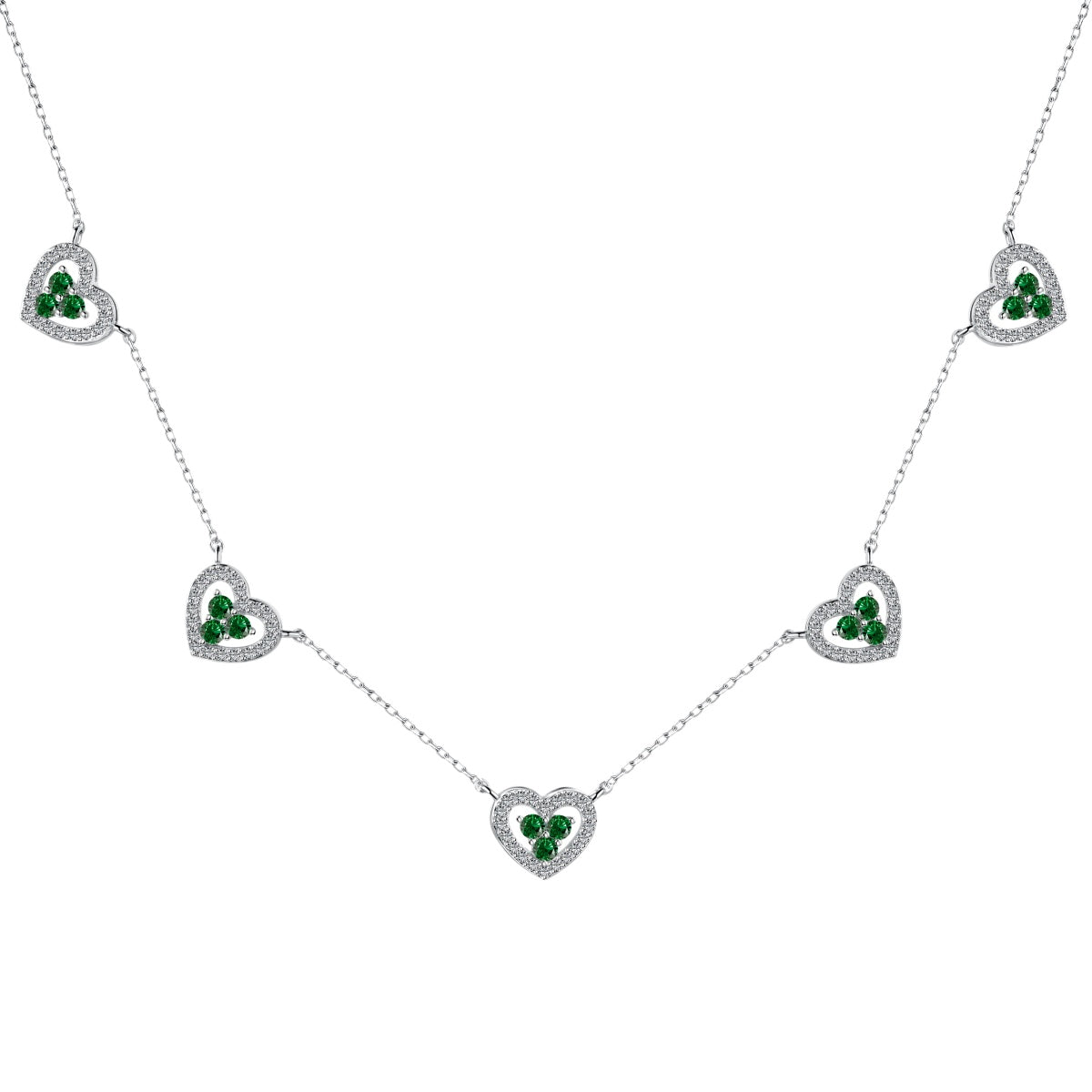 [Bloom]Sparkling Five Heart Necklace