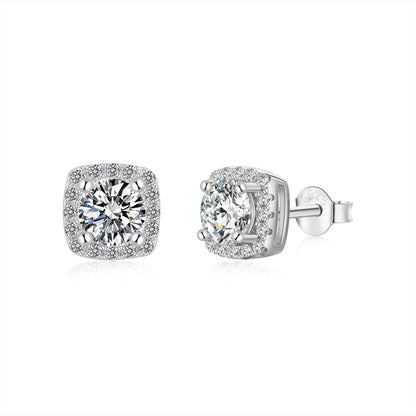 [Bloom]Classic Round Center Stone Stud Earrings