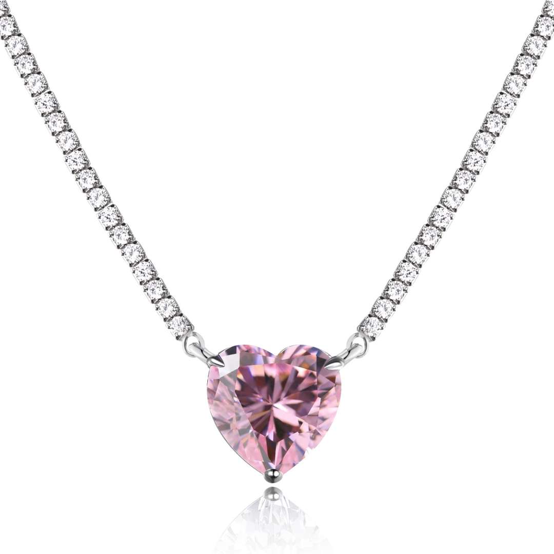 [Bloom]8.0 Carat Versatile Colorful Sweet Heart-Shaped Tennis Necklace