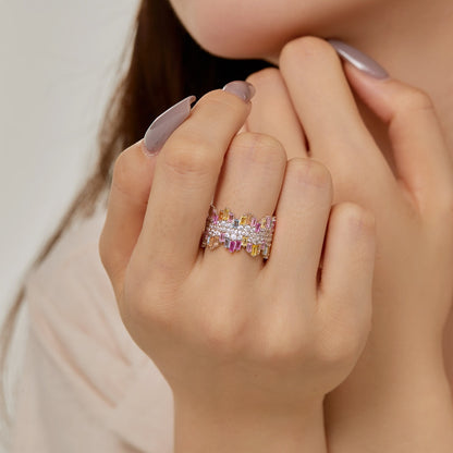 [Bloom]Luxurious Colorful Radiant Cut Daily Ring