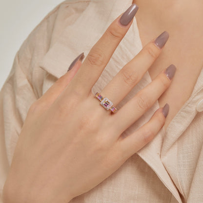 [Bloom]Exquisite Colorful Radiant Cut Party Ring