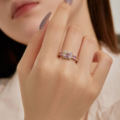 [Bloom]Exquisite Colorful Radiant Cut Party Ring