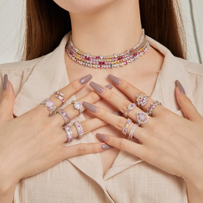 [Bloom]Dainty Colorful Radiant Cut Daily Ring