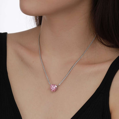 [Bloom]8.0 Carat Versatile Colorful Sweet Heart-Shaped Tennis Necklace