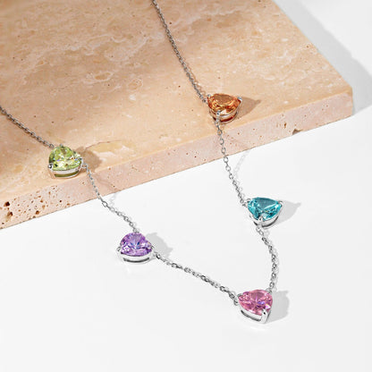 [Bloom]Sparkling Colorful Heart Cut Necklace