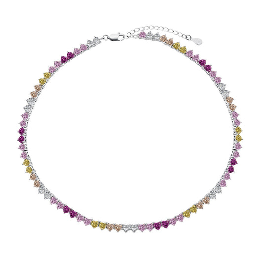 [Bloom]Sparkling Colorful Full Heart Tennis Necklace