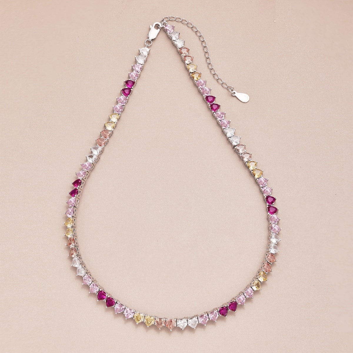 [Bloom]Sparkling Colorful Full Heart Tennis Necklace