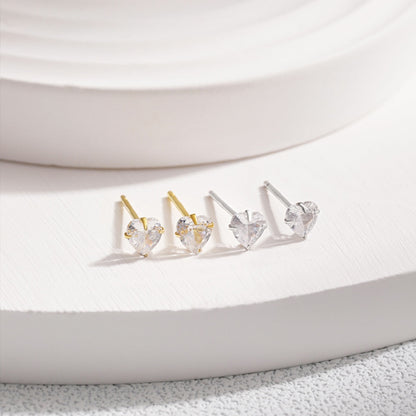 [Bloom]Sparkling Heart Shaped Simple Earrings