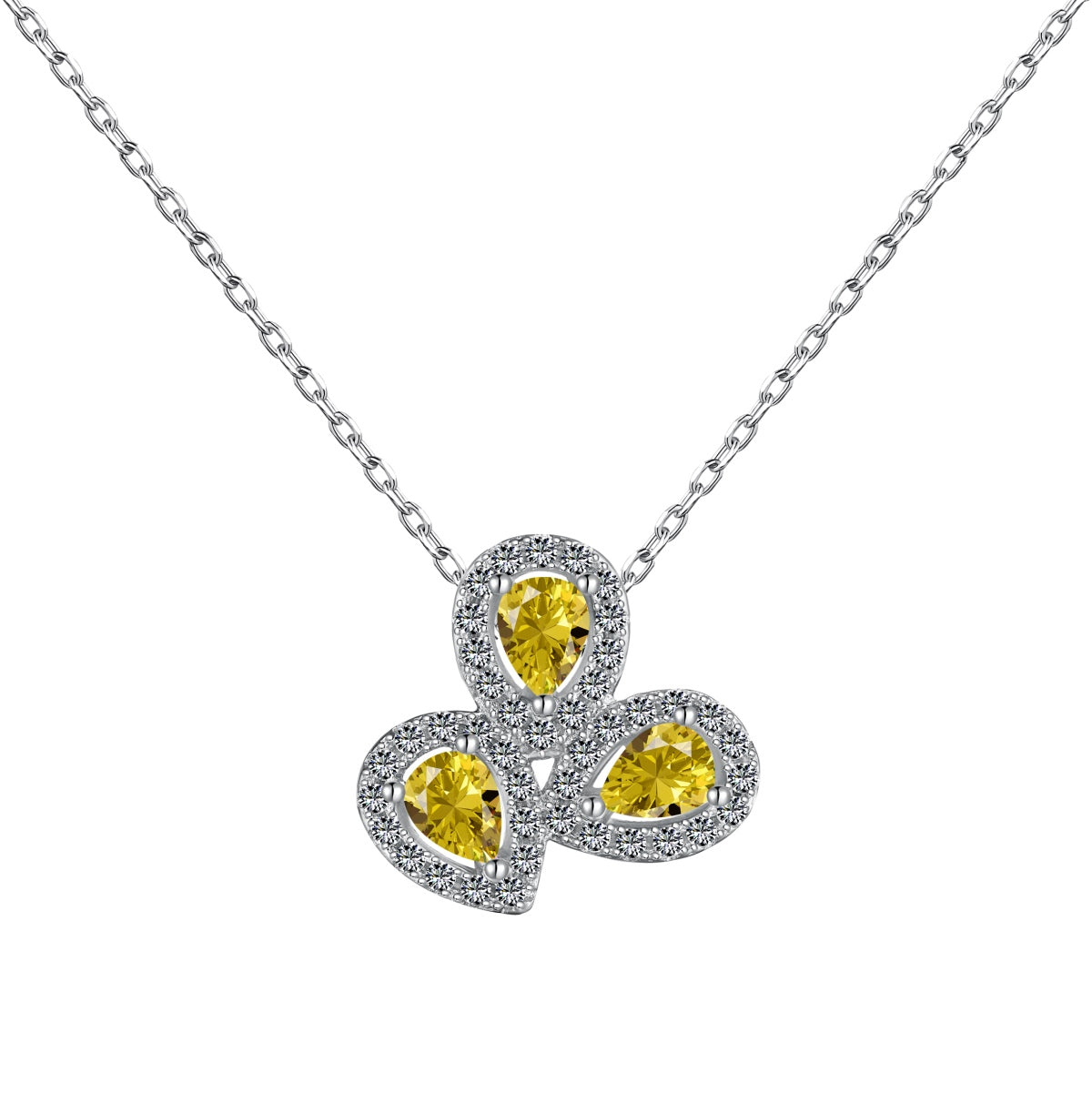 [Bloom]Elegant Flower Shape Pear Cut Necklace