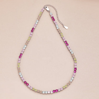 [Bloom]Delicate Colorful Tennis Necklace