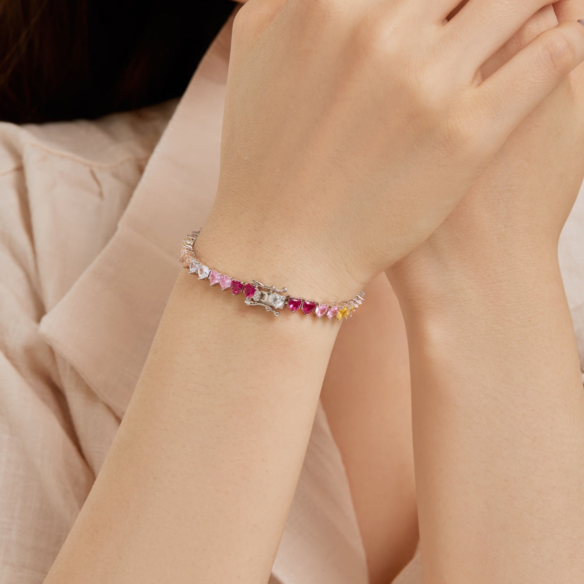 [Bloom]Luxurious Colorful Romantic Heart Shape Lover Bracelet