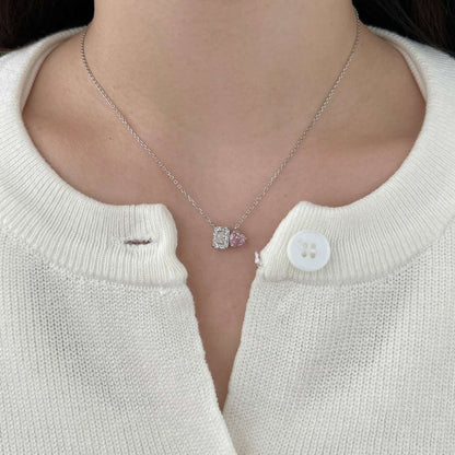 [Bloom]Dazzling Square & Heart Shape Necklace