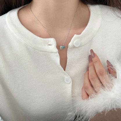 [Bloom]Dazzling Square & Heart Shape Necklace