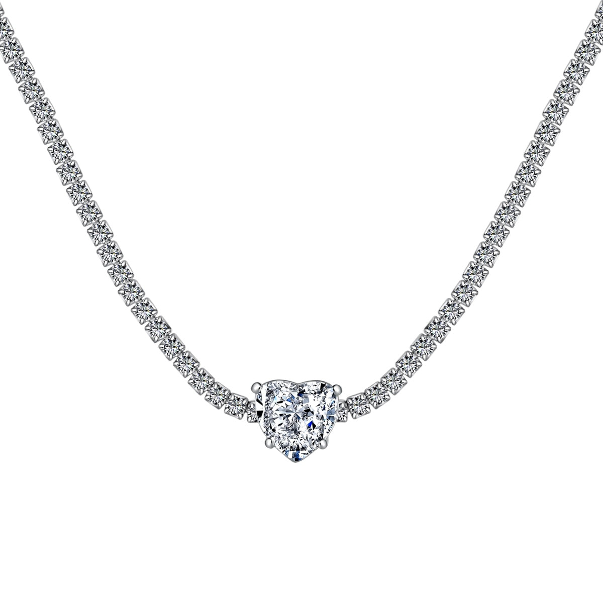 [Bloom]2.0 Carat Sparkling Tennis Heart Cut Necklace