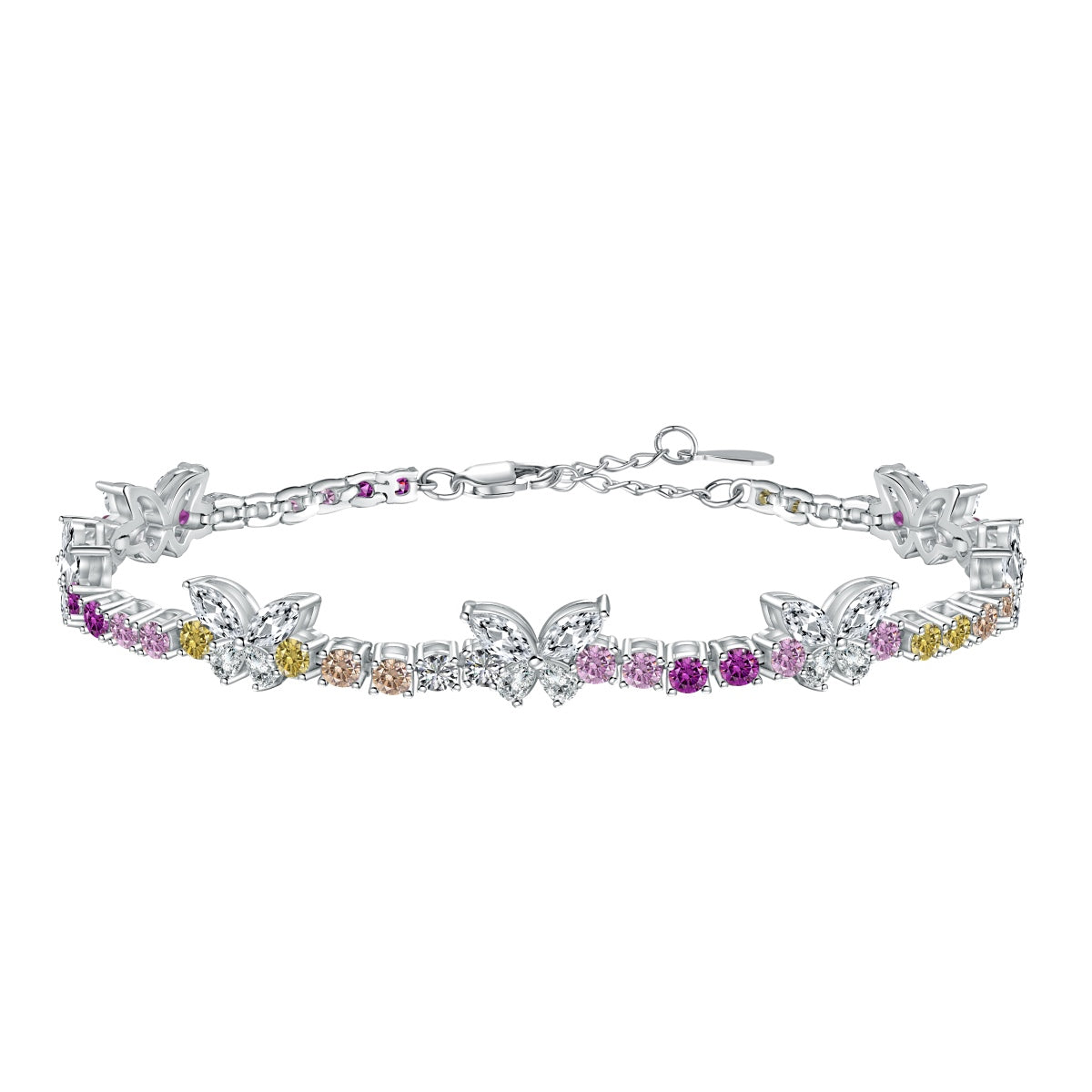 [Bloom]Ornate Colorful Butterfly Shape Round Cut Daily Bracelet