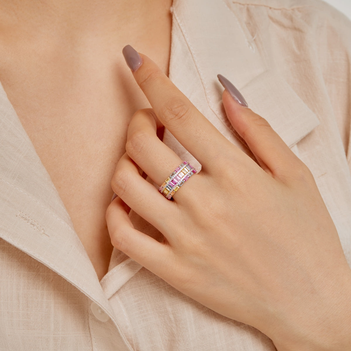 [Bloom]Dazzling Colorful Radiant Cut Party Ring