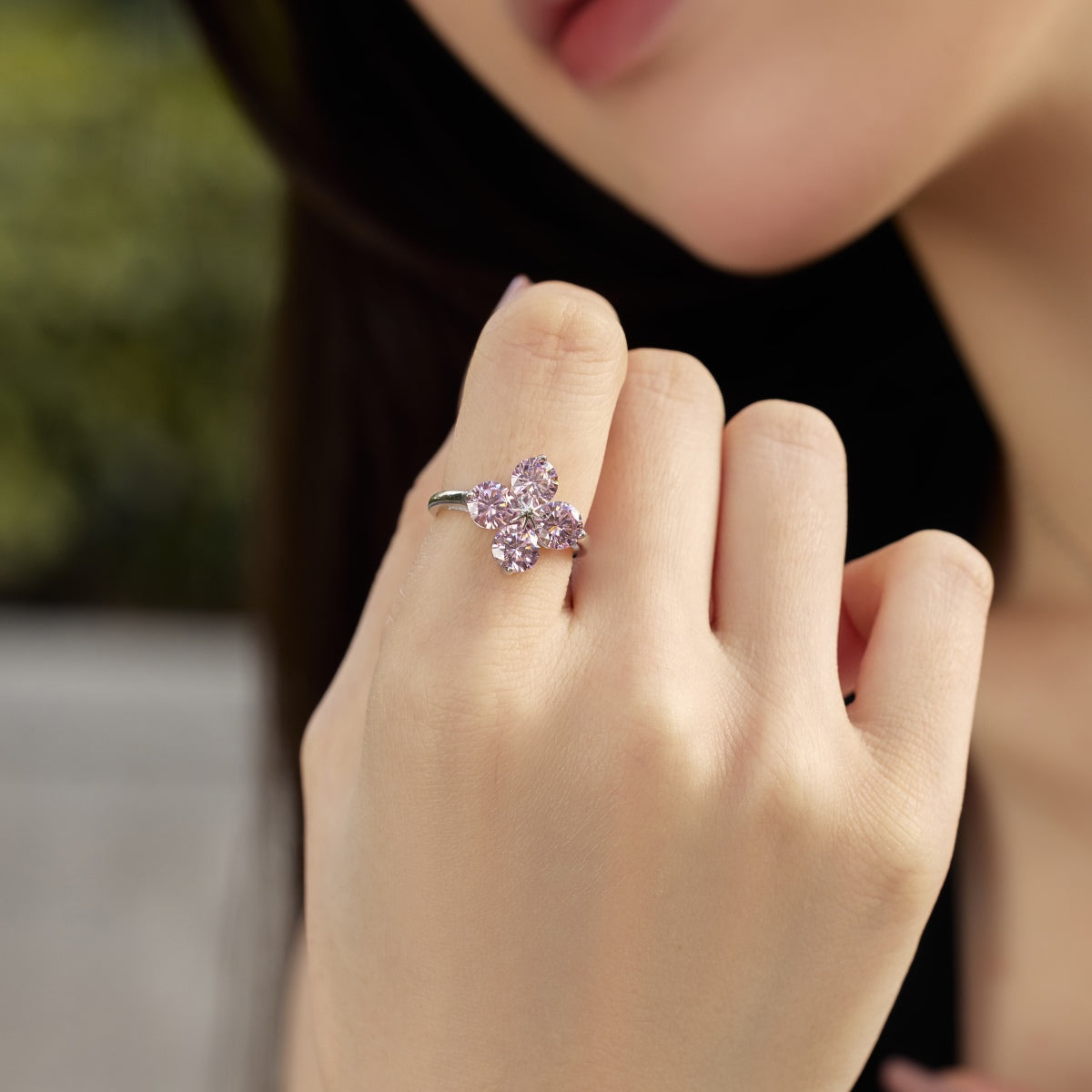 [Bloom]Four-Leaf Clover Eight-Pointed Star Ring