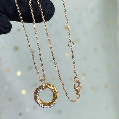 [Bloom]TRINITY NECKLACE SILVER GOLD PINK GOLD DIAMONDS