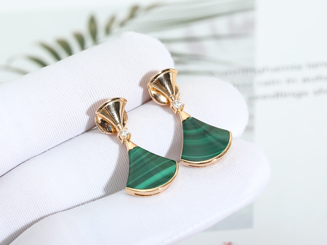 [Bloom]DREAM MALACHITE PINK GOLD EARRINGS