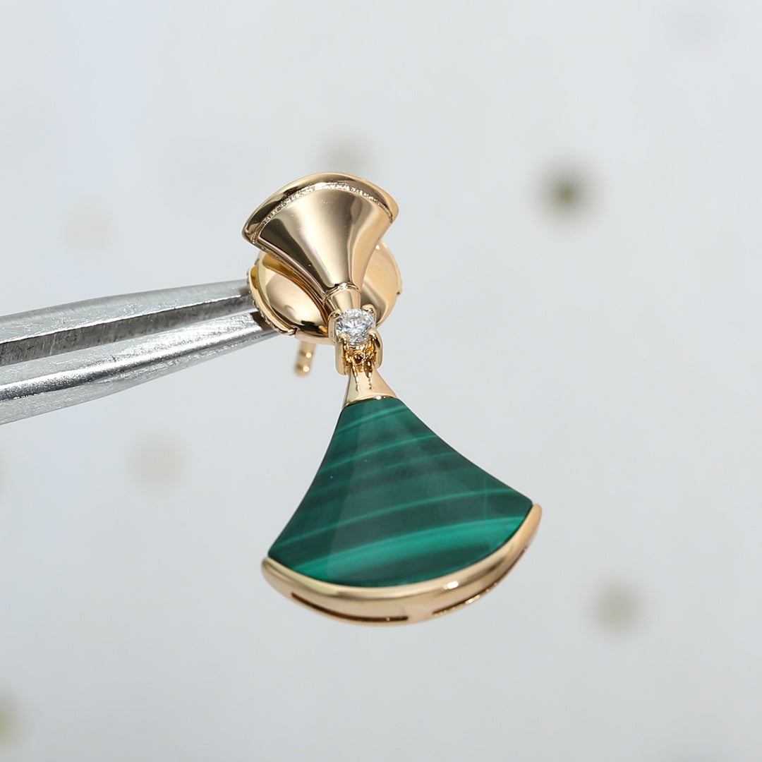 [Bloom]DREAM MALACHITE PINK GOLD EARRINGS