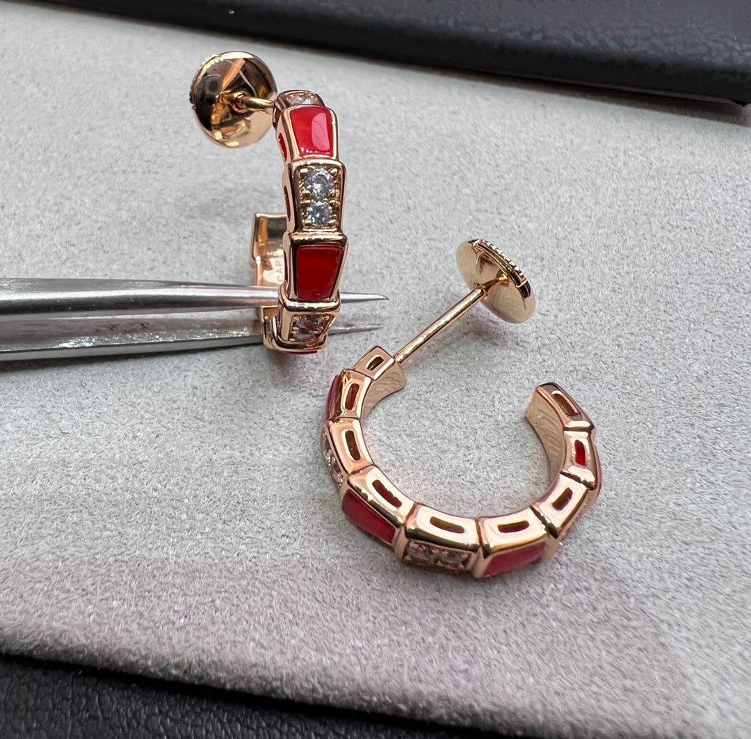 [Bloom]SERPENTI CARNELIAN PINK GOLD EARRINGS