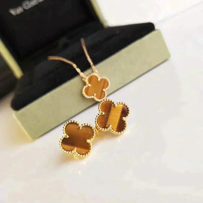 [Bloom]CLOVER MEDIUM 1 MOTIFS TIGER EYE EARRINGS