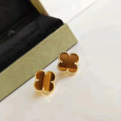 [Bloom]CLOVER MEDIUM 1 MOTIFS TIGER EYE EARRINGS