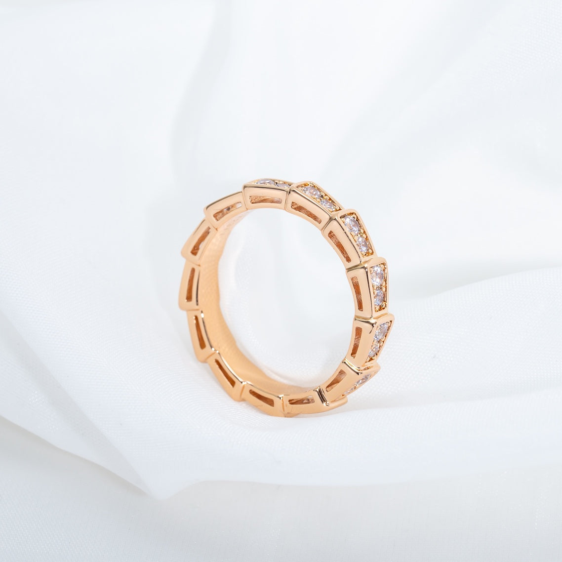 [Bloom]SERPENTI RING PINK GOLD DIAMOND PAVED 3MM