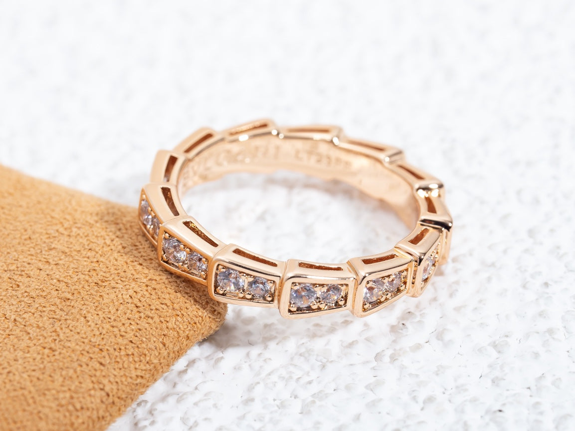 [Bloom]SERPENTI RING PINK GOLD DIAMOND PAVED 3MM