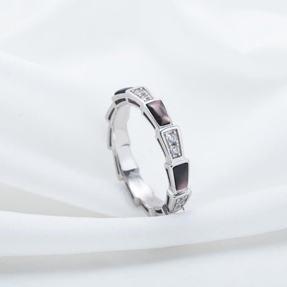 [Bloom]SERPENTI RING SILVER  DIAMOND BLACK MOP 3MM