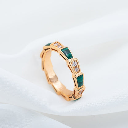 [Bloom]SERPENTI RING PINK GOLD MALACHITE DIAMOND 3MM