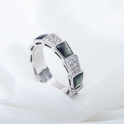 [Bloom]SERPENTI RING SILVER DIAMOND BLACK MOP 4MM