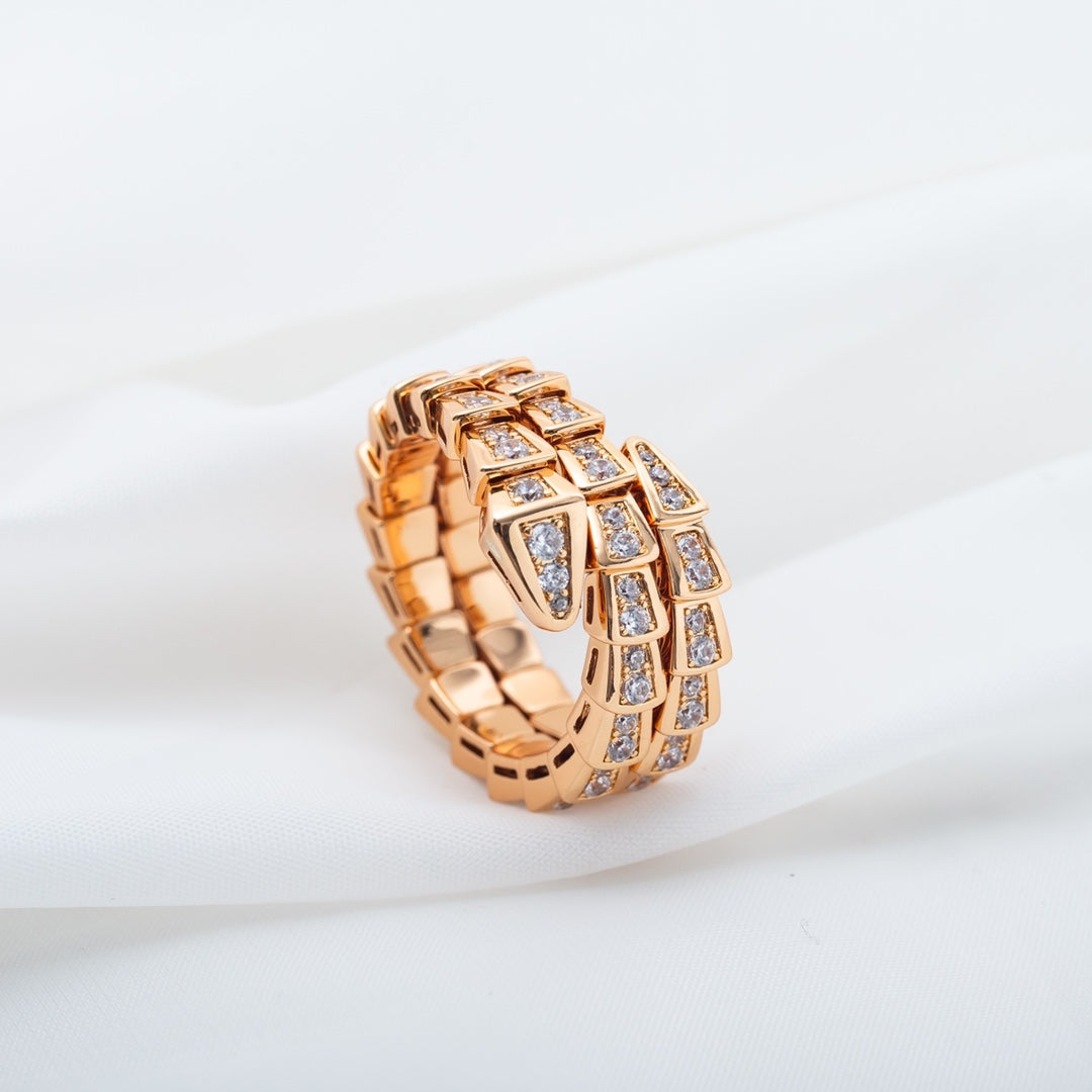 [Bloom]SERPENTI RING PINK GOLD DIAMOND DOUBLE ROW