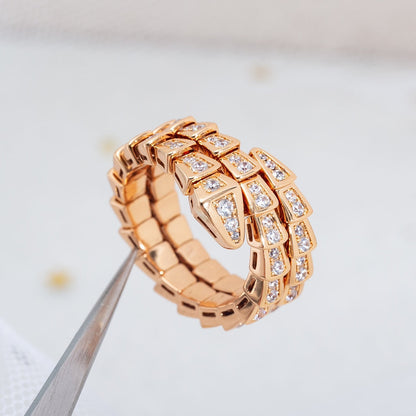 [Bloom]SERPENTI RING PINK GOLD DIAMOND DOUBLE ROW