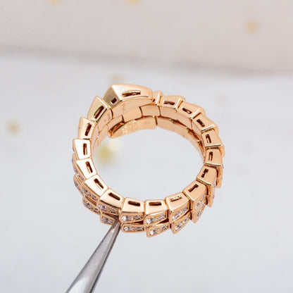 [Bloom]SERPENTI RING PINK GOLD DIAMOND DOUBLE ROW