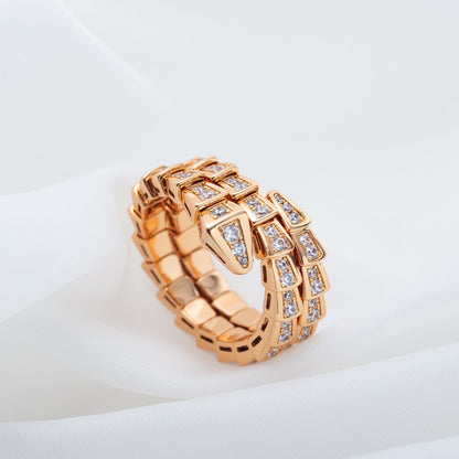 [Bloom]SERPENTI RING PINK GOLD DIAMOND DOUBLE ROW