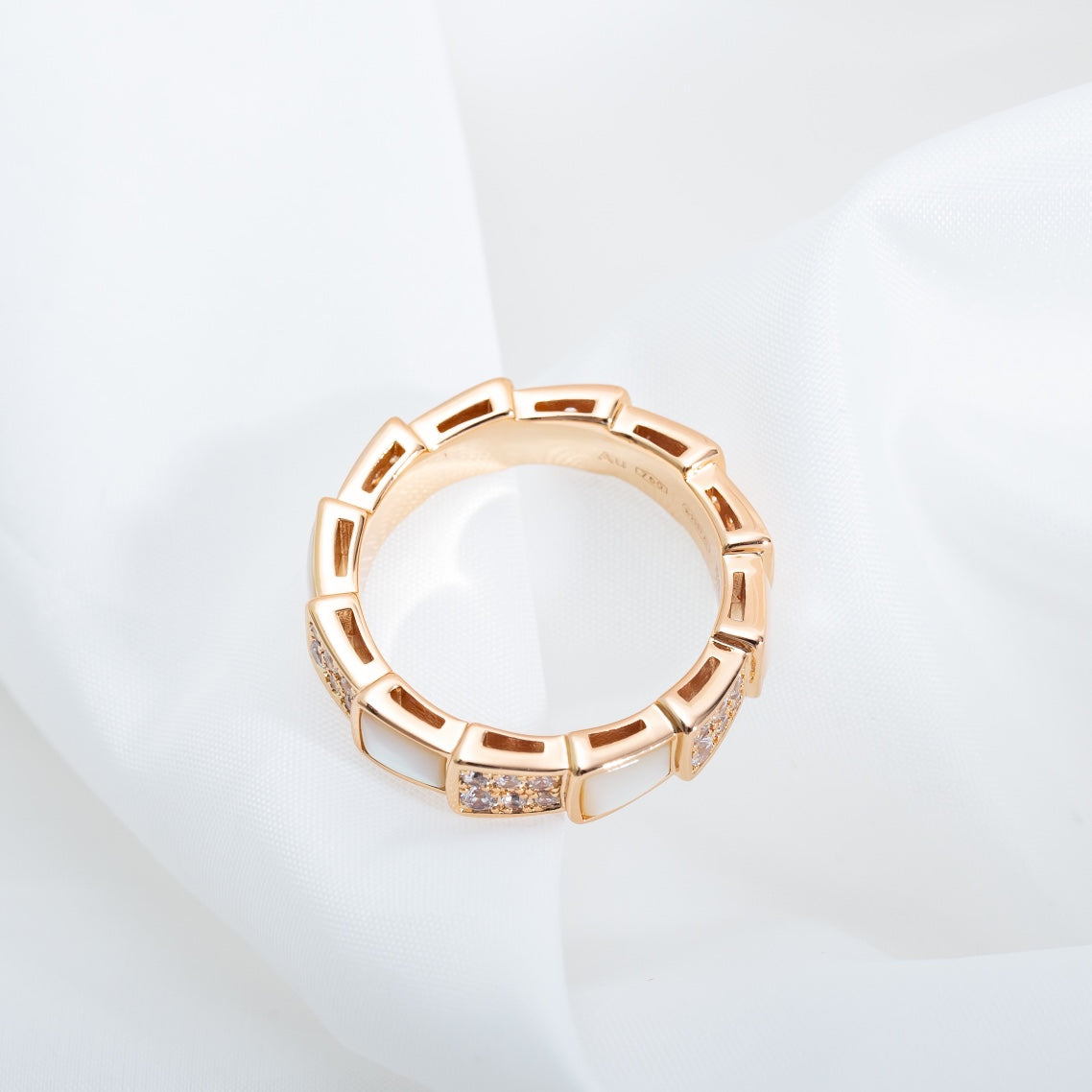 [Bloom]SERPENTI RING PINK GOLD MOP DIAMOND PAVED 4MM