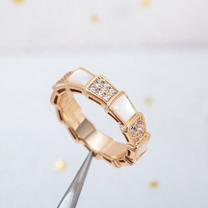 [Bloom]SERPENTI RING PINK GOLD MOP DIAMOND PAVED 4MM