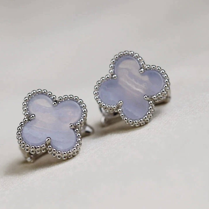 [Bloom]CLOVER MEDIUM 1 MOTIFS  WHITE MOP EARRINGS SILVER