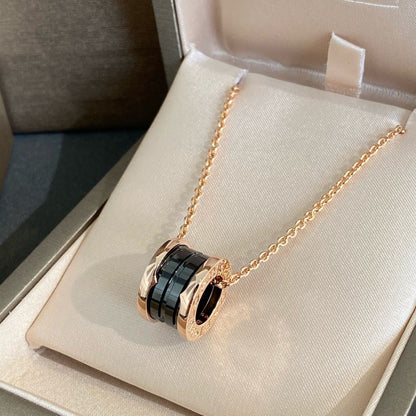 [Bloom]ZERO 1 BLACK CERAMIC PINK GOLD NECKLACE