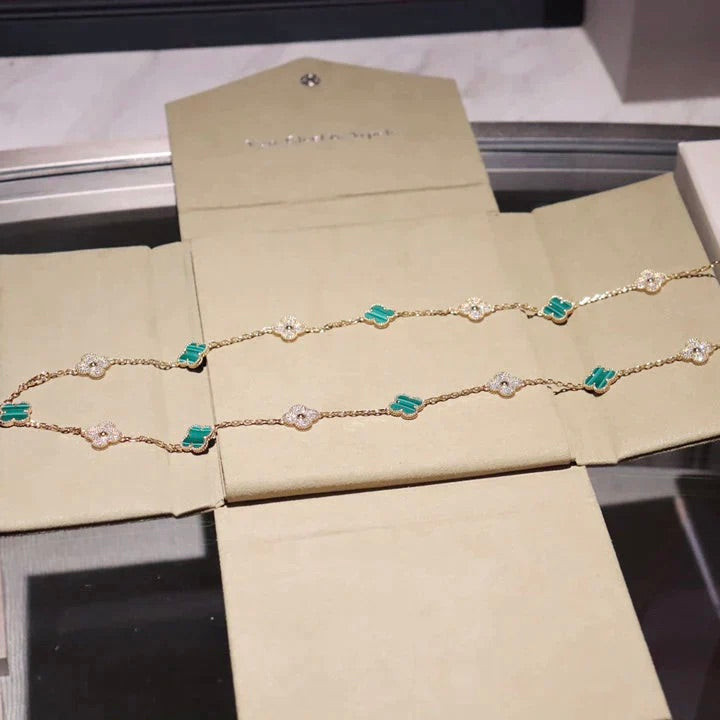 [Bloom]CLOVER 20 MOTIFS MALACHITE DIAMOND NECKLACE