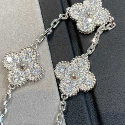 [Bloom]CLOVER 5 MOTIFS  DIAMOND BRACELET SILVER