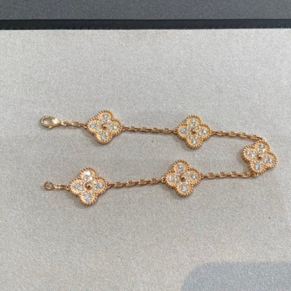 [Bloom]CLOVER 5 MOTIFS  FULL DIAMOND BRACELET