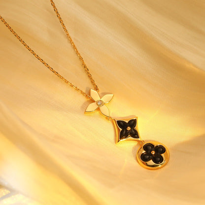 [Bloom]STAR AND SUN ONYX PINK GOLD NECKLACE